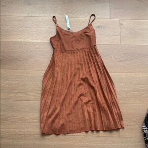 She + Sky Terracotta Pleated Midi Dress